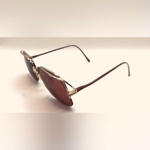 Vintage Tura 452 Gold Burgundy Oval Half Rim Sunglasses FRAMES ONLY